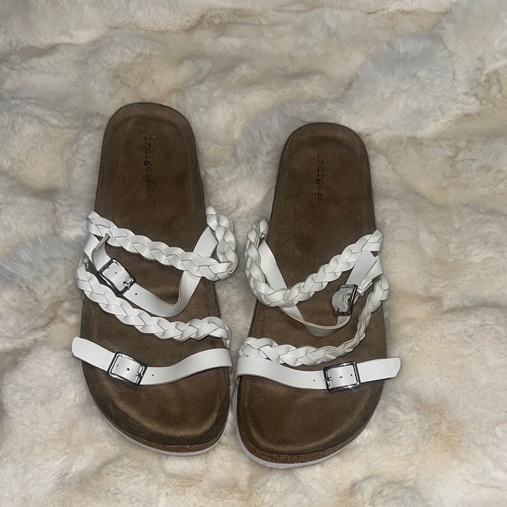 Women's White Braided Sandals